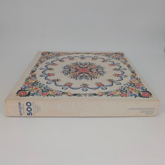 VTG Hallmark Quilt Square Puzzle Springbok Paradise Garden 500 Piece Jigsaw - Picture 6 of 11